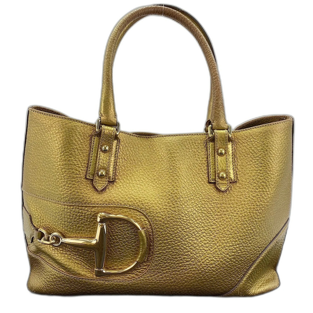 GUCCI Gold Leather Horsebit Bag